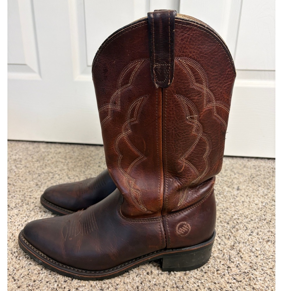 Double H Boots Mens Size 9 Western Work Boots Leather Brown Aeroglide 7 1336